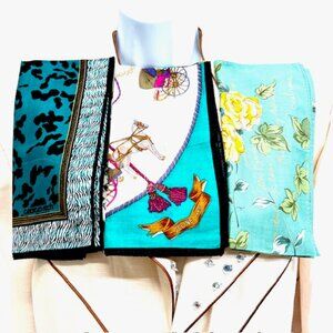 Unused Celine Paris + Melriese & Roch Cearces HandKerchief 19" Greem Beige  (6